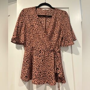 Leopard Print Wrap Top